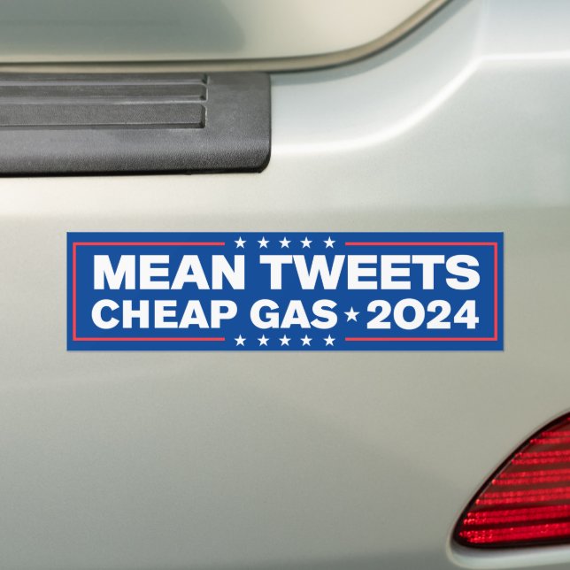 Autocollant De Voiture Tweets moyens Gaz bon marché Trump 2024 (En voiture)
