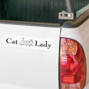 Autocollant De Voiture Typographie de chat tiré à la main Chat Lady Amuse