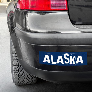 Autocollant De Voiture Typographie de l'Alaska bleu et blanc