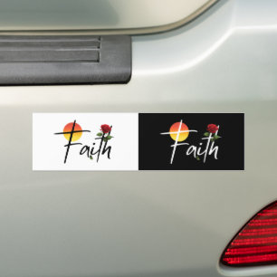 Autocollant De Voiture Typographie Faith Black avec rose