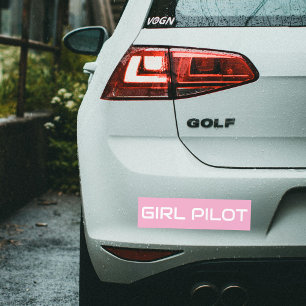 Autocollant De Voiture Typographie minimaliste de PILOTE FILLE, Rose, Avi