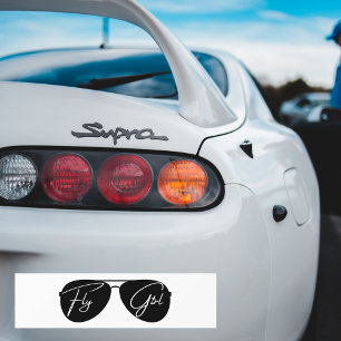 Autocollant De Voiture Typographie Minimaliste Fly Girl, Lunettes de Sole