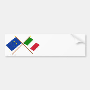 Autocollant De Voiture UE et drapeaux croisés parItalie