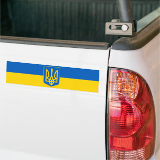 Autocollant De Voiture Ukraine Trident sur le drapeau jaune et bleu