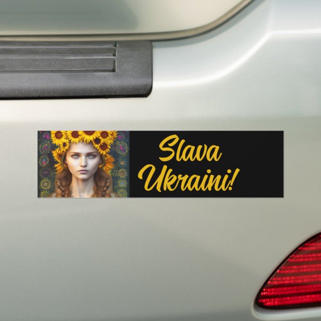 Autocollant De Voiture Ukrainian Girl of Amulets & Sunflowers  (En voiture)