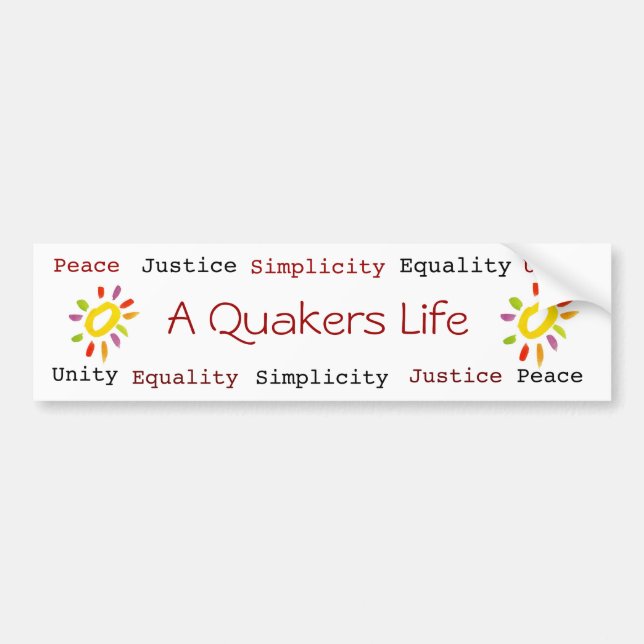 Autocollant De Voiture Un bumpersticker de la vie de quakers (Devant)