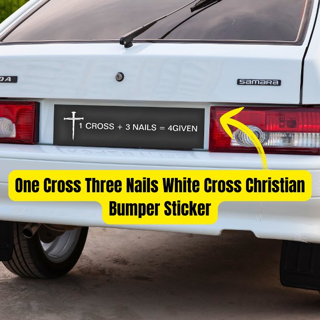 Autocollant De Voiture Une croix trois clous Croix blanche chrétien (One Cross Three Nails White Cross Christian Bumper Sticker
)