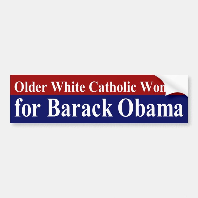 Autocollant De Voiture Une femme catholique blanche plus âgée pour Obama (Devant)