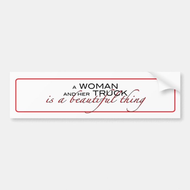 Autocollant De Voiture Une femme et son camion...Bumbersticker. (Devant)