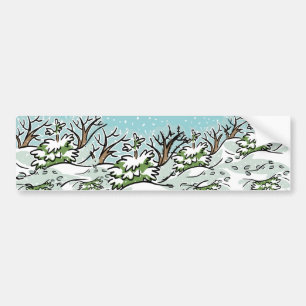 Autocollant De Voiture Une forêt neigeuse -