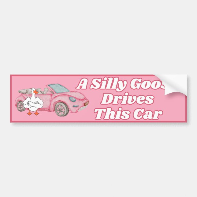 Autocollant De Voiture Une Oie Silly Conduit Cette Voiture - Funny Rose (Devant)