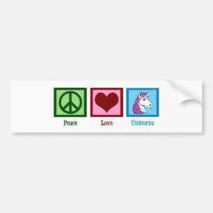 Autocollant De Voiture Unicornes Peace Love
