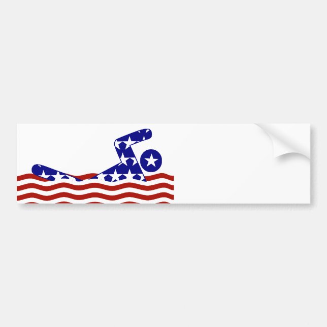 Autocollant De Voiture USA Patriotique Sports de natation (Devant)
