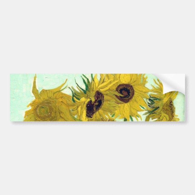 Autocollant De Voiture Vase avec douze tournesols Van Gogh Art (Devant)