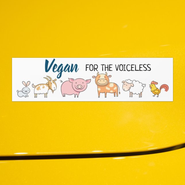 Autocollant De Voiture Vegan pour le blanc sans voix avec six animaux (Créateur téléchargé)