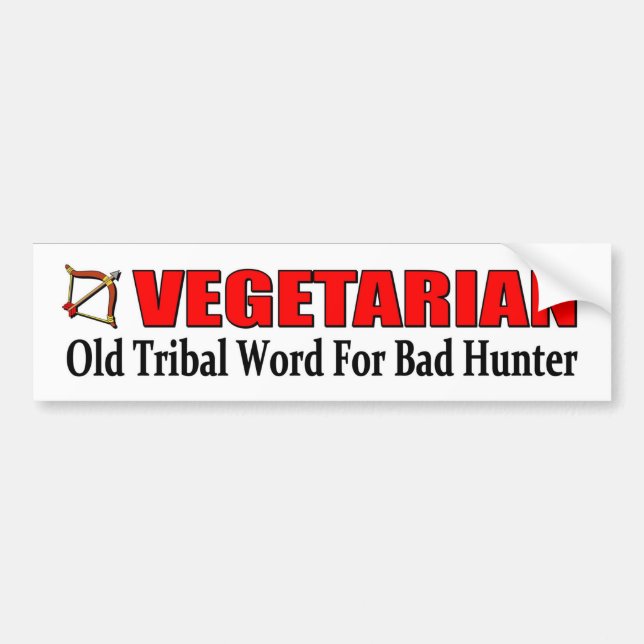 Autocollant De Voiture VEGETARIAN Old Tribal word for bad hunter (Devant)