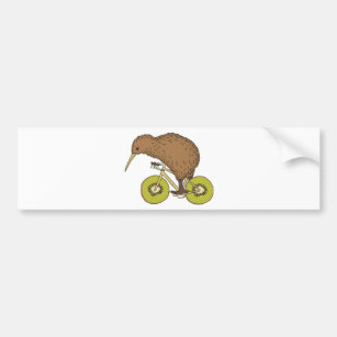 Autocollant De Voiture Vélo d'équitation de kiwi avec des roues de kiwi