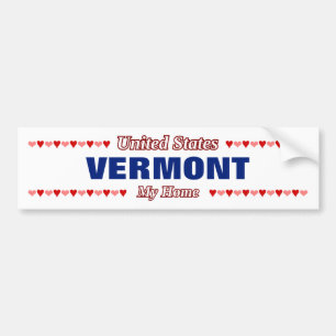 Autocollant De Voiture VERMONT - Ma maison - États-Unis; Coeurs