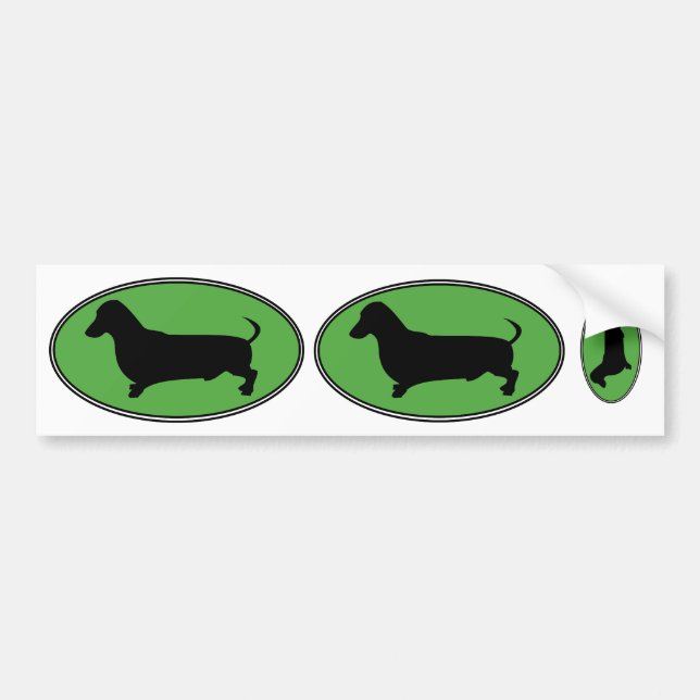 Autocollant De Voiture Vert-Simple ovale de teckel (Devant)