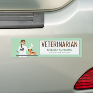 Autocollant De Voiture Vétérinaire Femme & Animaux & Texte Personnalisé