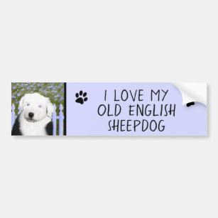 Autocollant De Voiture Vieux anglais Sheepdog Puppy Peinture - Chien Art