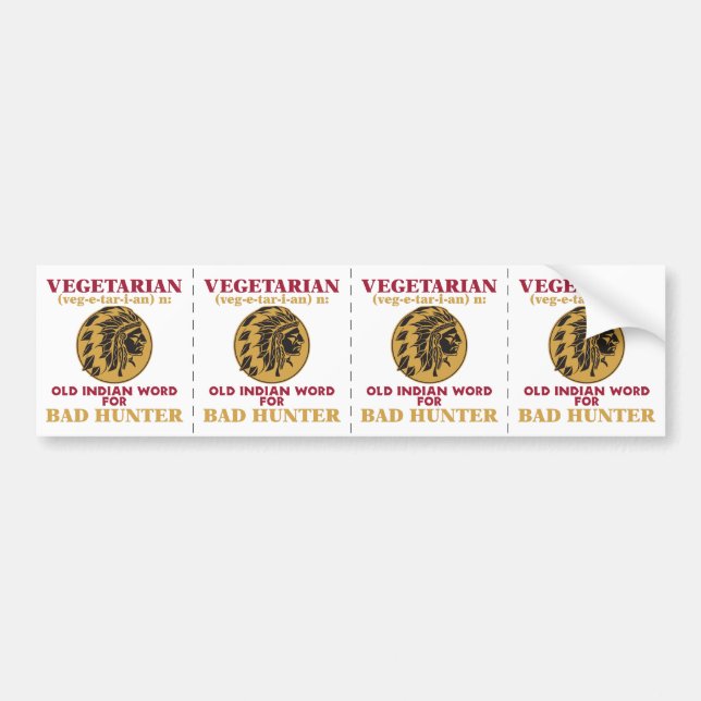 Autocollant De Voiture Vieux mot indien végétarien pour le mauvais (Devant)