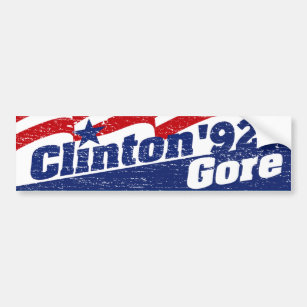 Autocollant De Voiture Vintage Clinton Gore 92 Clinton 1992