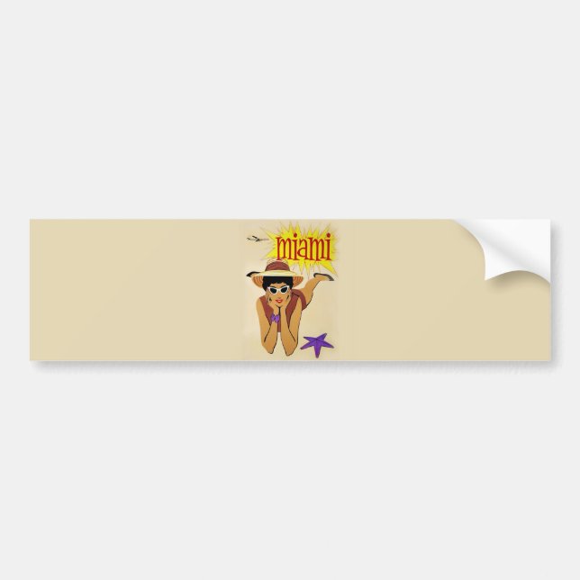 Autocollant De Voiture Vintage Miami Beach (Devant)