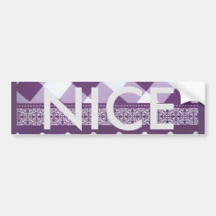 Autocollant De Voiture Violet blanc À damiers Polka Dot Floral Damask Art