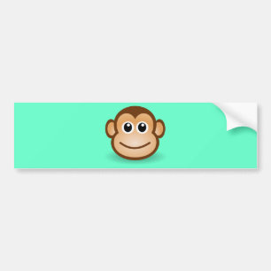 Autocollant De Voiture Visage heureux de singe de bande dessinée mignonn