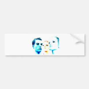 Autocollant De Voiture Visages cool (trois amis), design minimaliste