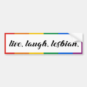 Autocollant De Voiture Vivre. Rire. Lesbienne.