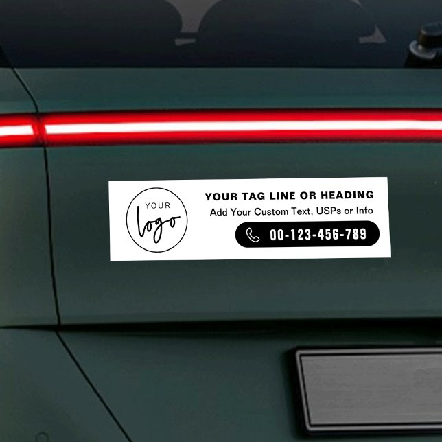 Autocollant De Voiture Voiture d'entreprise de logo moderne professionnel (Minimalist promotional business logo and contact details car bumper sticker)