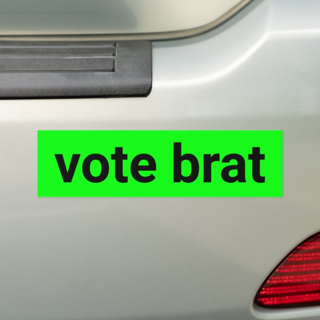 Autocollant De Voiture Vote brat kamala simple noir et néon vert (En voiture)