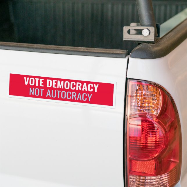 Autocollant De Voiture Vote Démocratie (Rouge) (Sur camion)