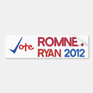 Autocollant De Voiture Vote pour Romney Ryan 2012