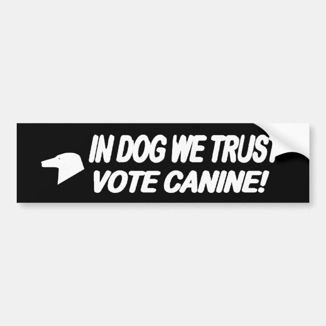 Autocollant De Voiture Votez Chien avec Stick de pare-chocs en texte blan (Devant)