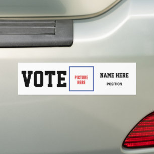 AUTOCOLLANT DE VOITURE VOTEZ PHOTO PERSONNALISER NOM