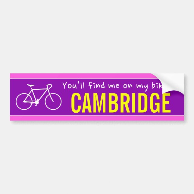 Autocollant De Voiture "Vous me trouverez sur mon vélo à CAMBRIDGE" (Cana (Devant)
