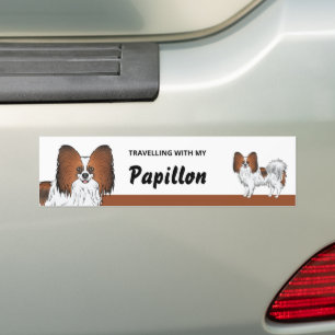 Autocollant De Voiture Voyager avec mon chien Papillon sable rouge