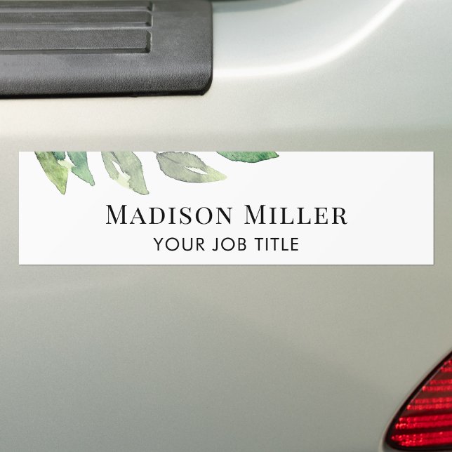 Autocollant De Voiture Watercolor Greenery Personalized  (Créateur téléchargé)
