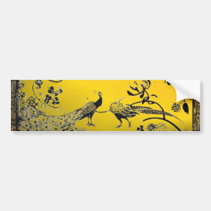 Autocollant De Voiture WEDDING LOVE BIRDS,Yellow Black Peacocks