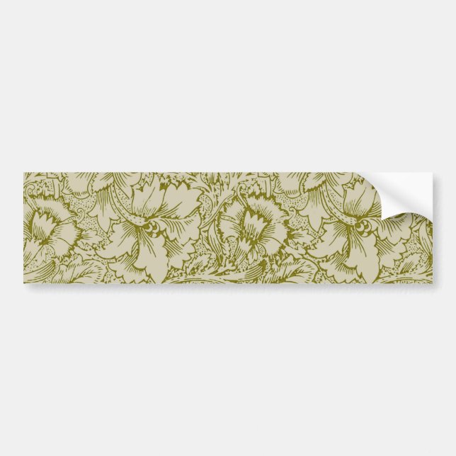 Autocollant De Voiture William Morris Poppy Classic Floral Green (Devant)