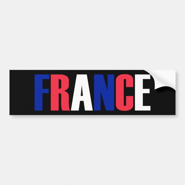 Autocollant De Voiture Word FRANCE in tricolor color flag of the country (Devant)