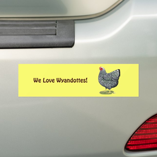 Autocollant De Voiture Wyandotte : Hen à lacet argent (En voiture)