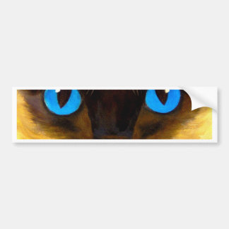 Autocollant De Voiture Yeux de la peinture féline d'art de chat siamois