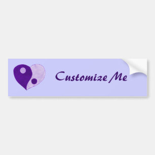 Autocollant De Voiture Yin Yang Heart (Violet/Lilac)