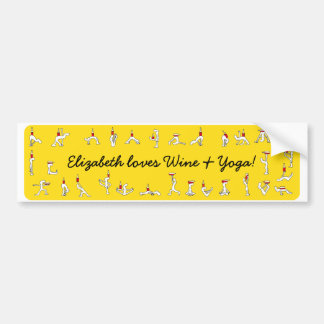Autocollant De Voiture Yoga pour Winelovers Bumpersticker jaune