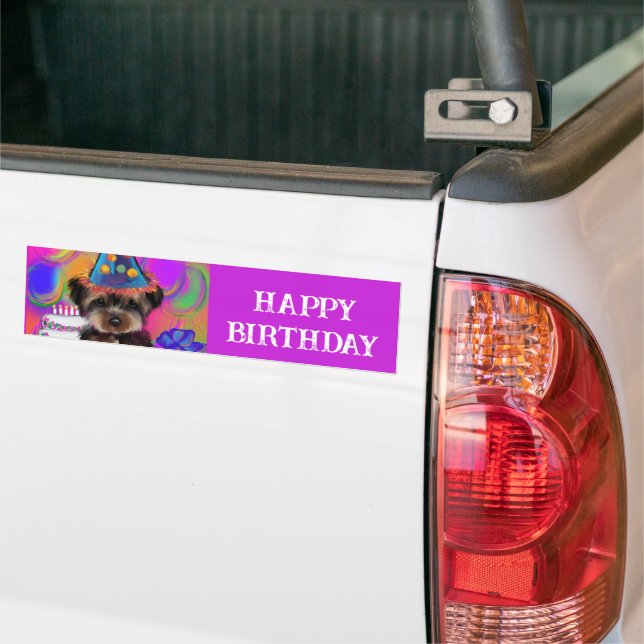 AUTOCOLLANT DE VOITURE YORKIE POO        (Sur camion)