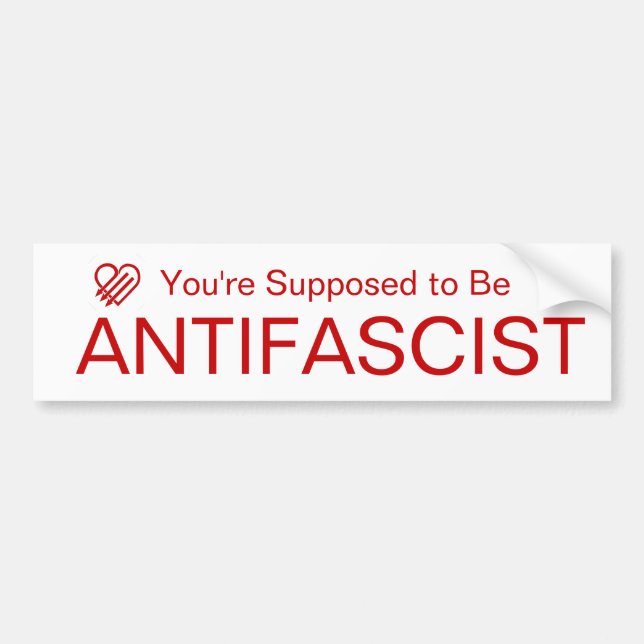 Autocollant De Voiture You're Supposed to be AntiFascist (Red on White) (Devant)